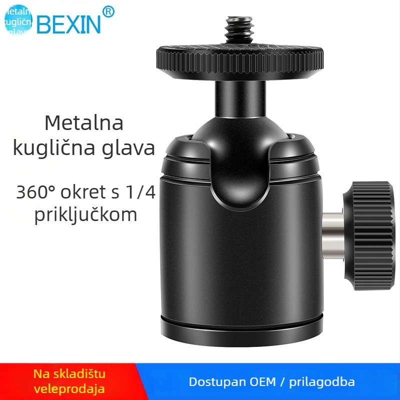 Metalni rotirajući univerzalni držač za pametni telefon za prijenos uživo – mini sferni gimbal pan/tilt (aluminij, 360°, 56 g)