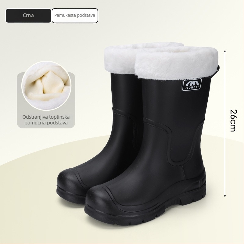 Ženske čizme za kišu do polovice potkoljenice, otporne na habanje, klizne, lagane, gornji dio od PVC s vezanjem