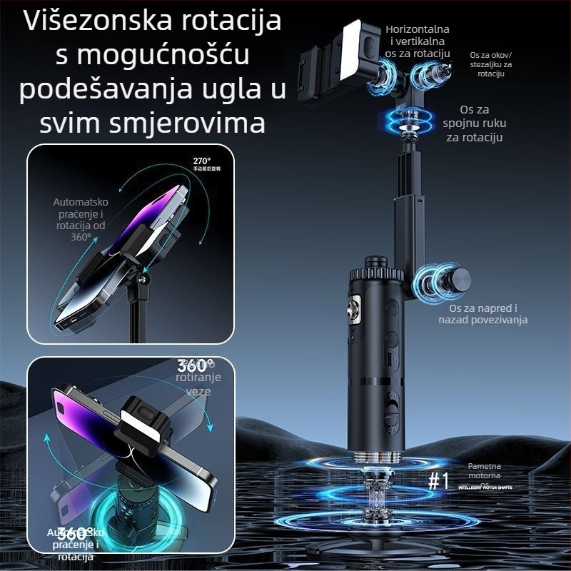 Putnički gimball s praćenjem lica i stabilnim snimanjem, 360° horizontalno i 360° vertikalno okretanje, prenosiv, težina 800 g