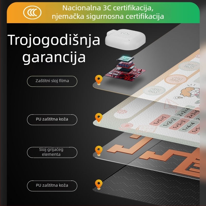 Simeno HB8036-1 Grijajući stolni podmetač — PU koža, jednostrana, grije ruke, šivenje