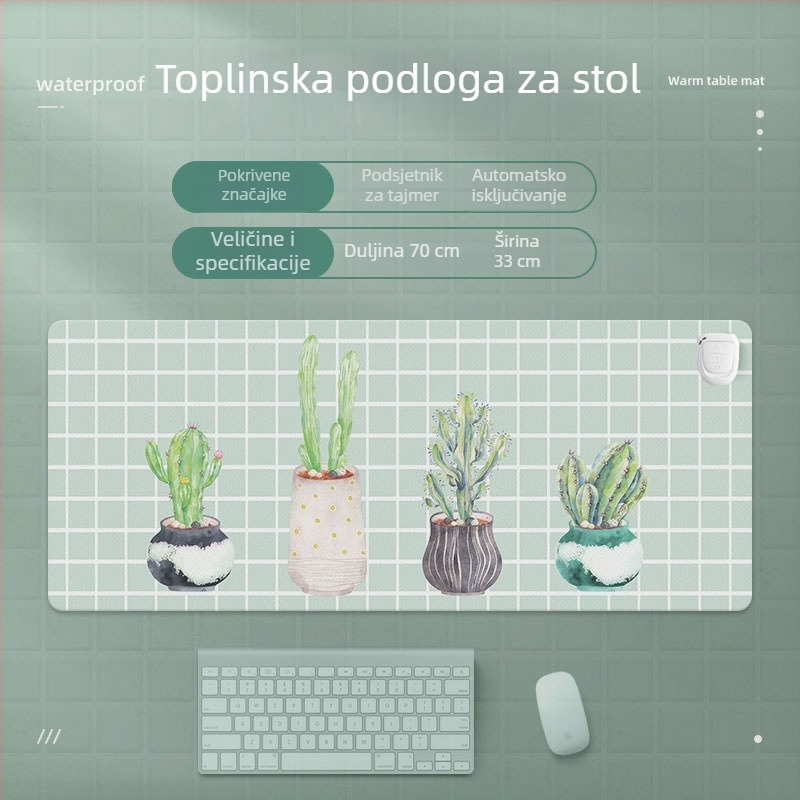 Simeno HB8036-1 Grijajući stolni podmetač — PU koža, jednostrana, grije ruke, šivenje