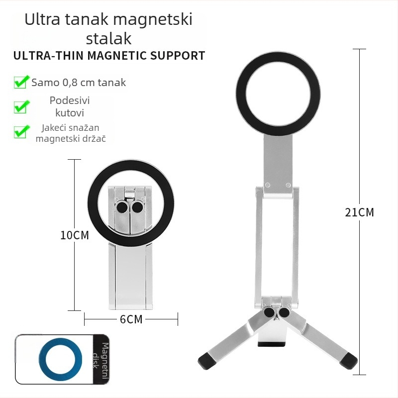 Sklopivi stalak za mobitel, ABS materijal, jednostavan dizajn, podrška prilagodbi, neutralna marka