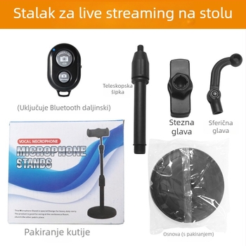 Stolni držač za mobitel za livestreaming, prijenosni klip nosač, univerzalni, plastični