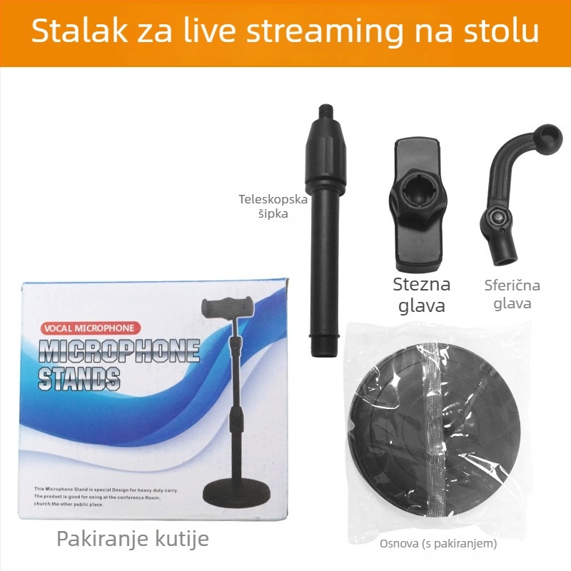 Stolni držač za mobitel za livestreaming, prijenosni klip nosač, univerzalni, plastični