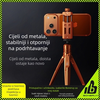 Boneruy Stolni držač za telefon s rotirajućom nosačem i stativom – univerzalno za live streaming, aluminijska legura, 125 g