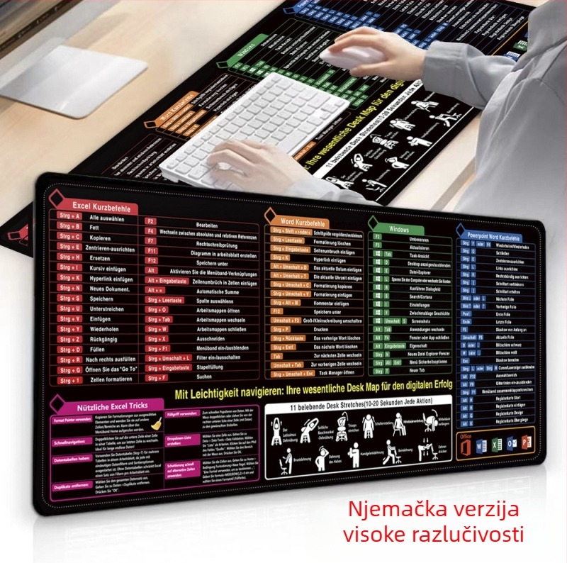 Nova njemačka podloga za miš, prilagođena, velika, crna, protuklizna, za prijenosno računalo i ured