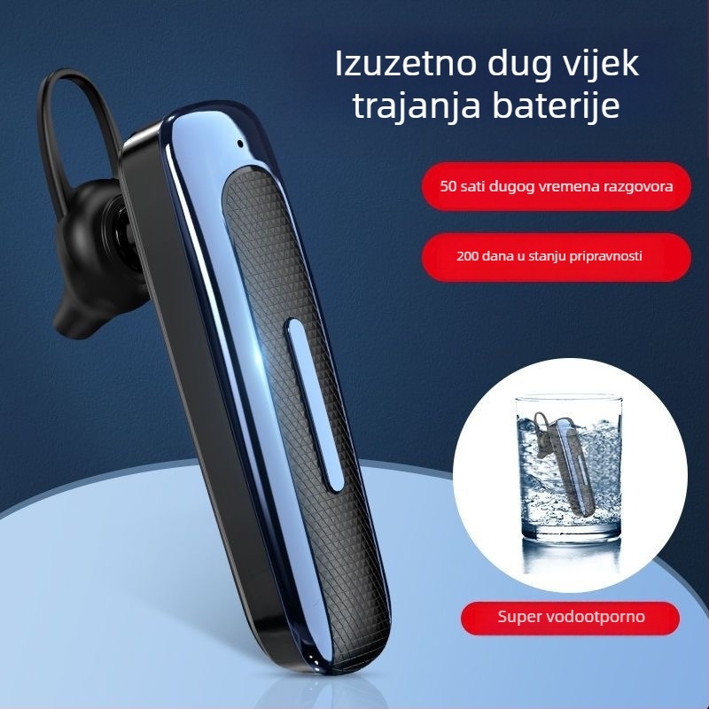 Bežične Bluetooth slušalice 5.0, jedno uho, kompaktan dizajn za automobil, hands-free pozivi, dugi vijek baterije, IPX4 vodootporne, niska latencija za sport