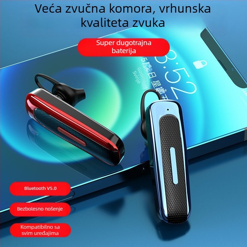 Bežične Bluetooth slušalice 5.0, jedno uho, kompaktan dizajn za automobil, hands-free pozivi, dugi vijek baterije, IPX4 vodootporne, niska latencija za sport