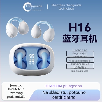 Bežične slušalice s koštanom vodljivosti H16, klips dizajn, Bluetooth 5.3, domet 15 m, duga trajanje baterije, sportske pametne slušalice