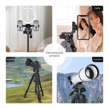 Stativ za DSLR i pametni telefon – 3-dijelni aluminijski spoj, nosivost 2–5 kg, 360° gimbal, ploča za brzo oslobađanje
