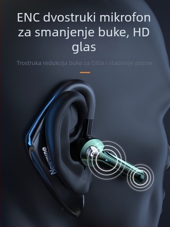 Bežične Bluetooth slušalice za jedno uho, sportski dizajn, za vožnju, redukcija buke, ultra-dugi vijek baterije