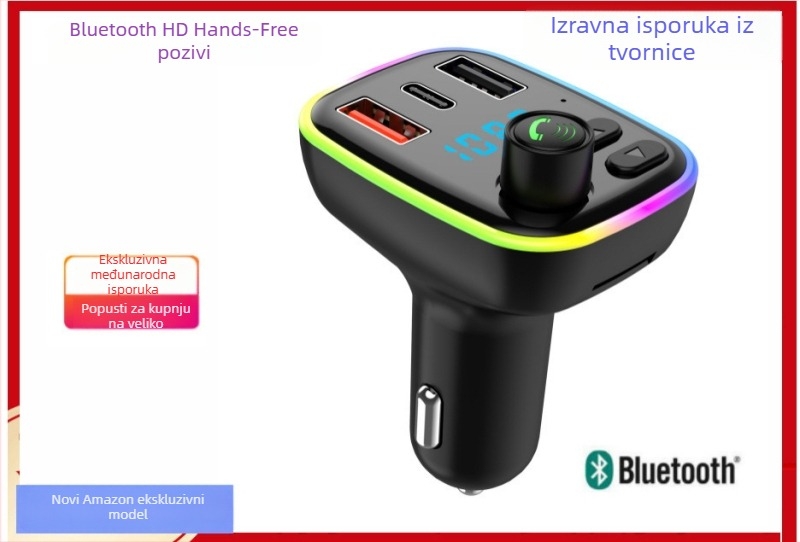 Auto MP3 player sa Bluetooth hands-free, FM transmiterom, ambijentalnim osvjetljenjem i auto punjačem (Brend: Syed; Model: P2; Materijal: ABS)