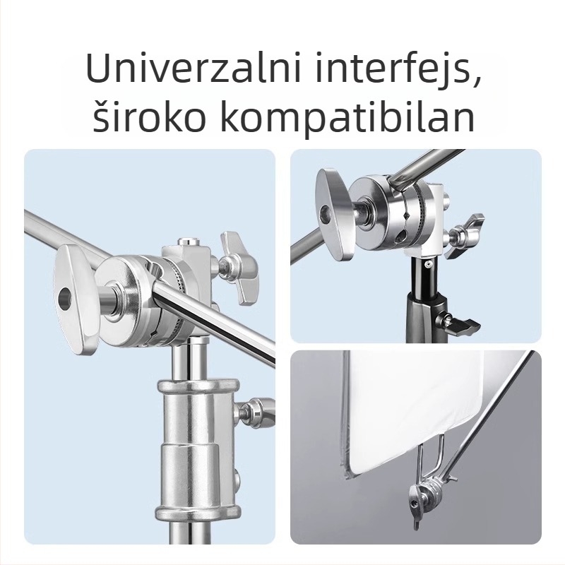Fotografska magična ruka s C-tipom okvira, aluminijska legura, univerzalna klipsa, magična glava i okretna ploča za lampu
