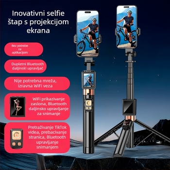 Selfie štap s projekcijom zaslona i podnim trokrakom stativom za telefon, univerzalno CL07