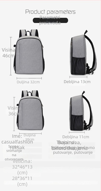 Torba za SLR fotoaparat – ruksak, najlon, unisex, fotografijska torba