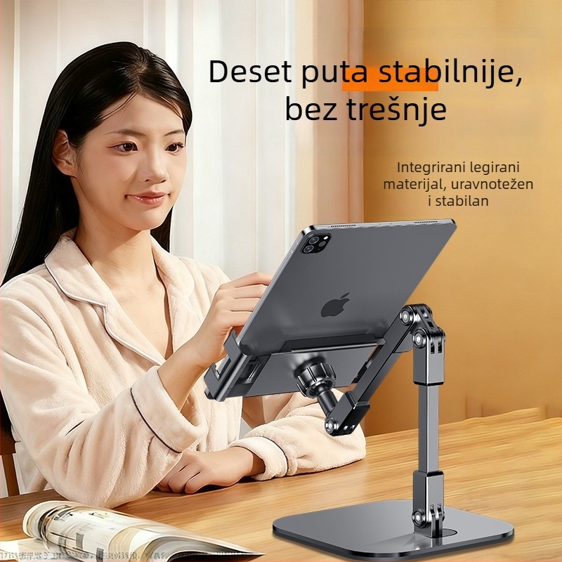 Stalak za stolno livestreamanje, metalna teleskopna konstrukcija, nadgledavanje s gornje strane, univerzalna kompatibilnost s mobitelima i držačem za tablet, mogućnost prilagodbe