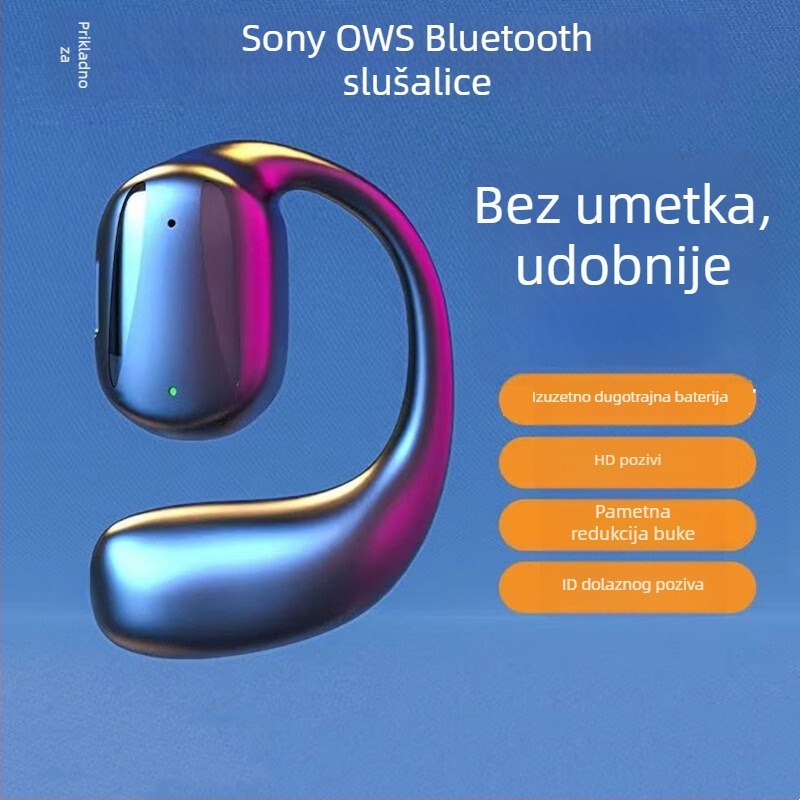 Bežično Bluetooth slušalica za jedno uho, klipsa za uho, nosiva na uho, Bluetooth 5.0, domet 10 m, sportski stil, trajanje baterije 4–8 sati