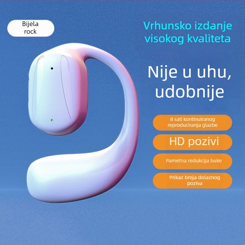 Bežično Bluetooth slušalica za jedno uho, klipsa za uho, nosiva na uho, Bluetooth 5.0, domet 10 m, sportski stil, trajanje baterije 4–8 sati