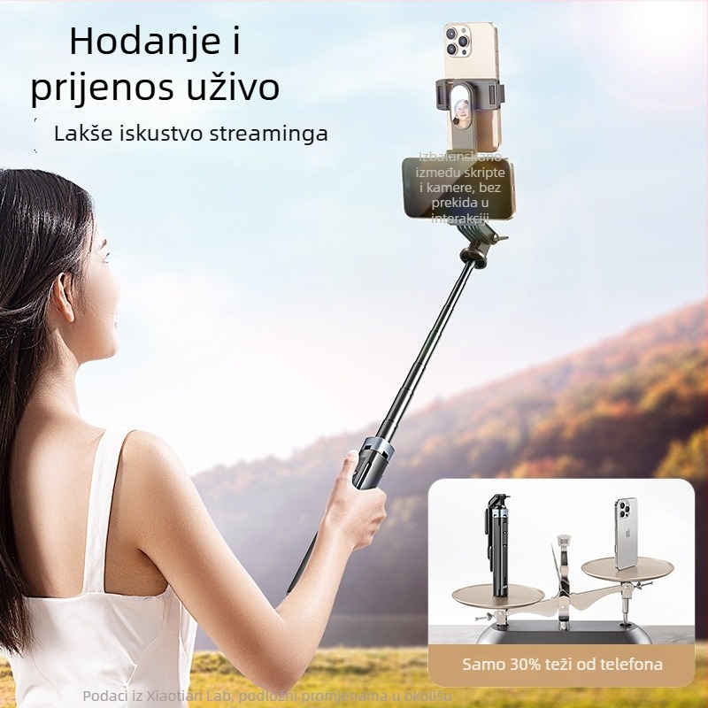 Little Day držač za telefon za livestream s teleprompterom, univerzalni aluminijski stativ za selfie