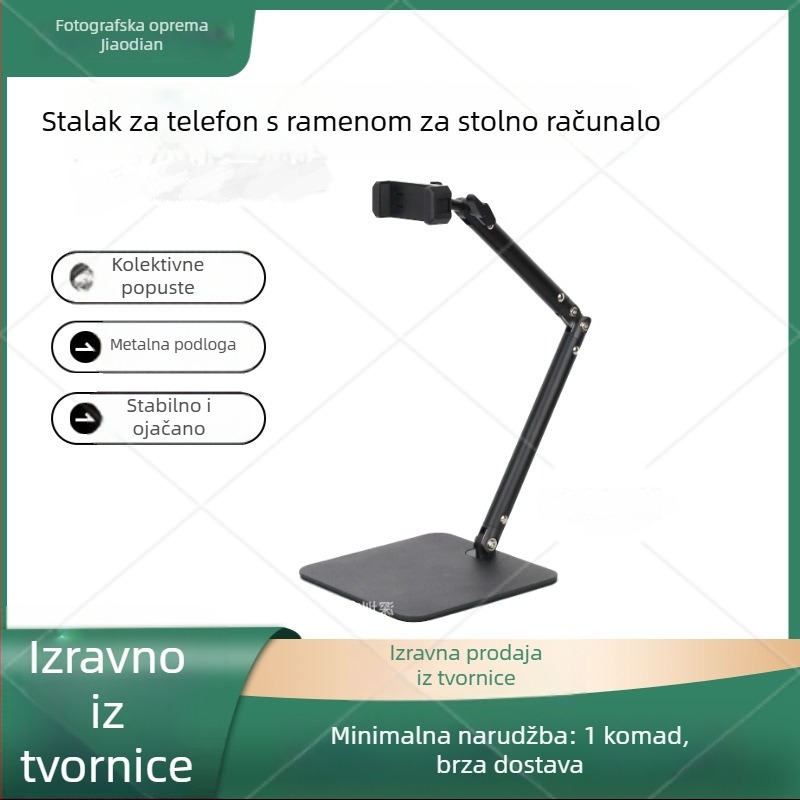 Metalni stolni držač za mobitel i tablet, univerzalni model, za snimanje s vrha, s protiv vibracija