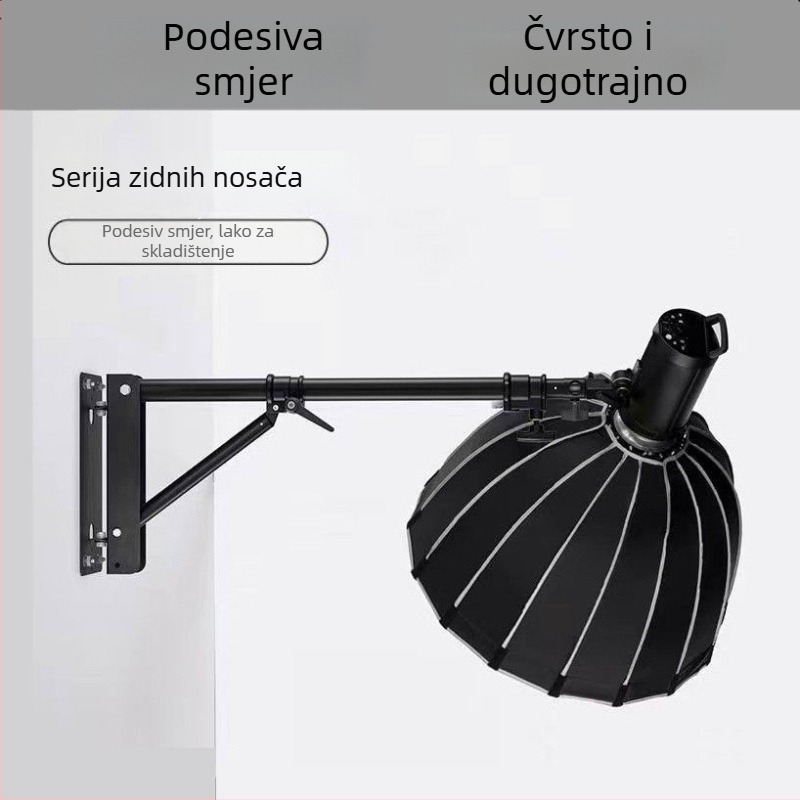 Cantilever zidni stalak za svjetlo za studij – željezo+ABS, nosivost 3–5 kg, visina 1,3/1,8 m, promjer cijevi 35 mm, 3 odjeljka