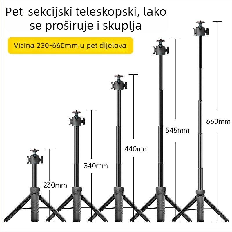 T4 stativ s kuglastom glavom, aluminijskog legura, 5 dijelova, nosivost 2–5 kg, bez ploče za brzo oslobađanje