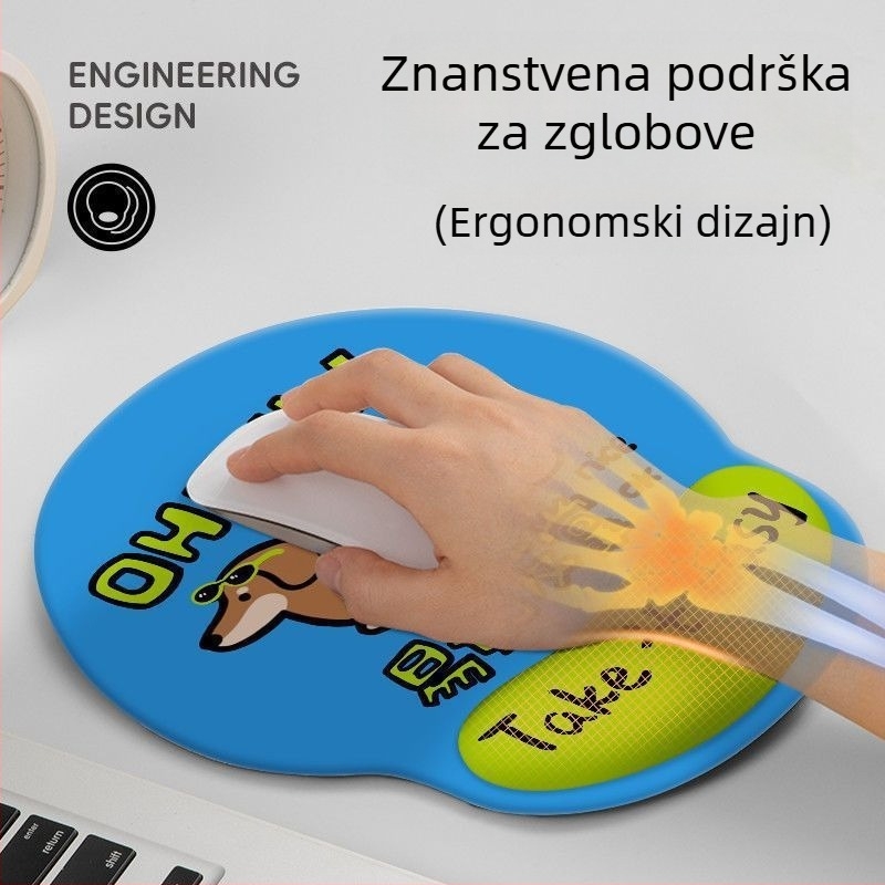 Podloga za miša za stol s karikaturnim dizajnom i podrškom za zglob, prirodni kaučuk, jednostrana, prilagođene crteže