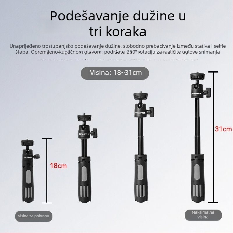 Aluminijski produžni stativ i fiksna držač za DJI Action4/5 Pro sportsku kameru i mobitel