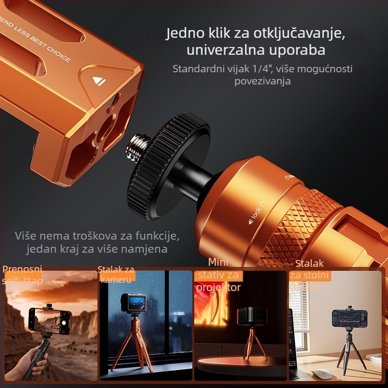 Nadgledavajući držač aluminijske legure, prijenosni sklopivi stativ za bezzrkodne fotoaparate i pametne telefone, anti podrhtavanje