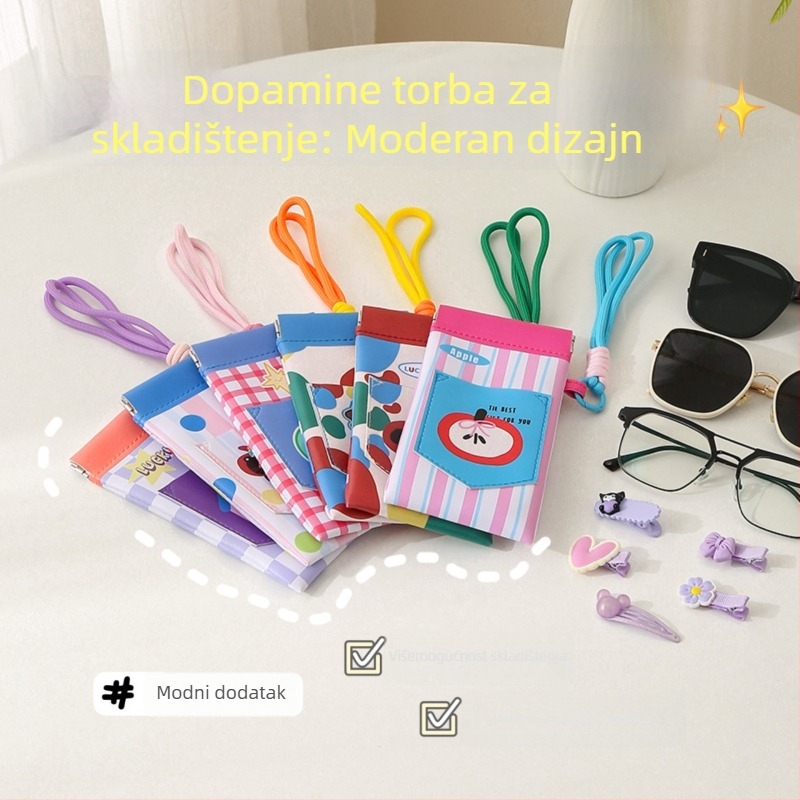 Nosač naočala oko vrata s džepom za karticu, prijenosna PU torba za naočale, unisex, prozračna, ultra lagana