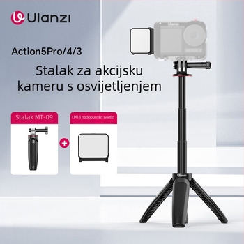 Ulanzi MT-09 Mini Produžni Stativ za DJI Action 6/5 Pro/4 – ABS + aluminij, 3 sekcije, nosivost 1 kg, težina 74 g, sklopljena visina 12,7 cm