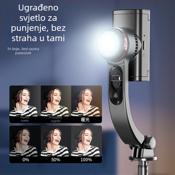 Stabilizator za telefon s automatskim praćenjem, ručni stabilizator s selfie štapiom i tripodom, ugrađena rasvjeta, Bluetooth daljinski upravljač, univerzalna kompatibilnost