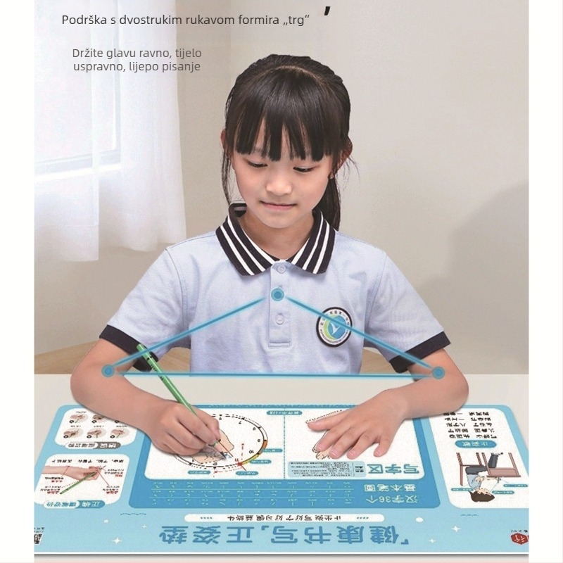 Podloga za stol za učenike s uputama za pravilno držanje olovke i pravilnu sjedeću poziciju, prirodni kaučuk, jednostrana, prijenos topline, OEM prilagodba