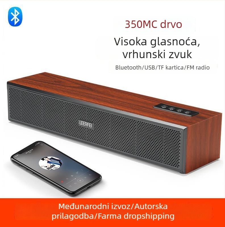Desktop Bluetooth zvučnik, drveno kućište, USB napajanje, 2 zvučnika, 3W snage