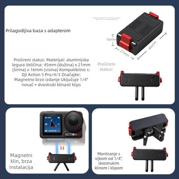 Magnetska baza za brzo oslobađanje za DJI Osmo Action kamere (Action 5 Pro / 4 / 3)