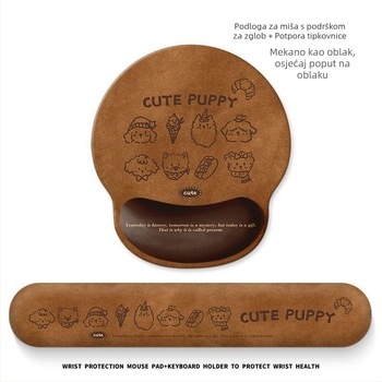 Podloga za miš s podrškom za zglob, dizajn slatkog šteneta, prirodna guma, jednostrana, tisk toplim prijenosom, prilagođene crteže