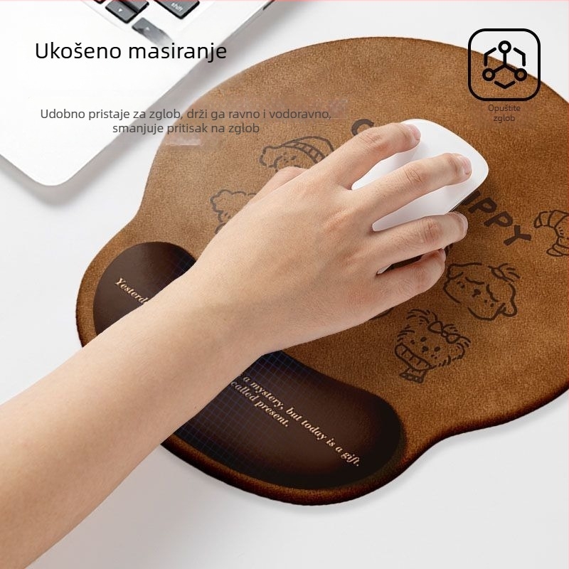 Podloga za miš s podrškom za zglob, dizajn slatkog šteneta, prirodna guma, jednostrana, tisk toplim prijenosom, prilagođene crteže