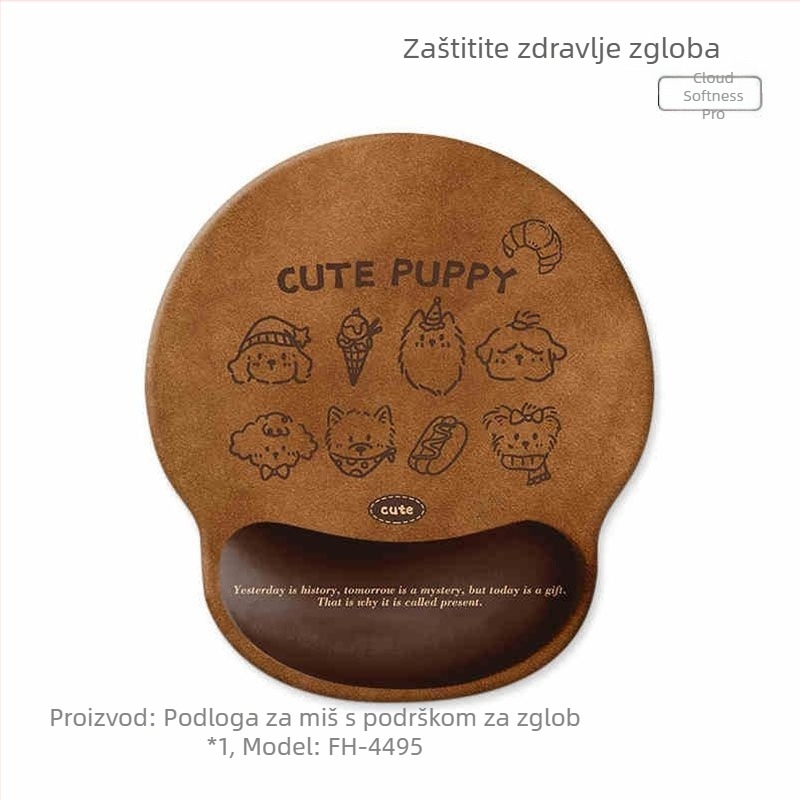 Podloga za miš s podrškom za zglob, dizajn slatkog šteneta, prirodna guma, jednostrana, tisk toplim prijenosom, prilagođene crteže