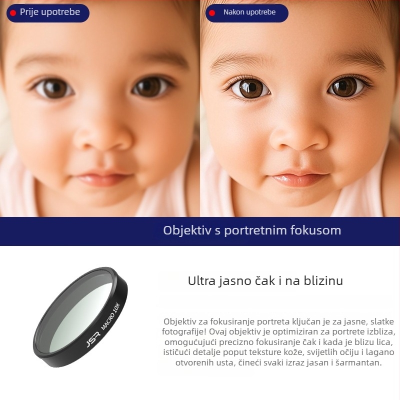 Perspektivni filter za DJI Osmo Nano – portretni fokusni objektiv, optičko staklo, aluminijski okvir, prilagođeni logotip