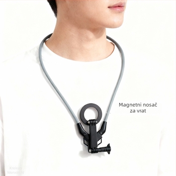 Magnetski držač za vrat za akcijske kamere — ABS + magnet + silikagel; Univerzalna kompatibilnost