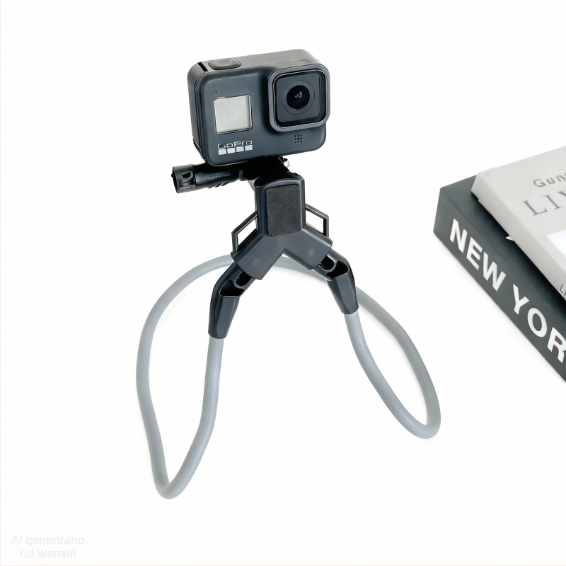 Magnetski držač za vrat za akcijske kamere — ABS + magnet + silikagel; Univerzalna kompatibilnost