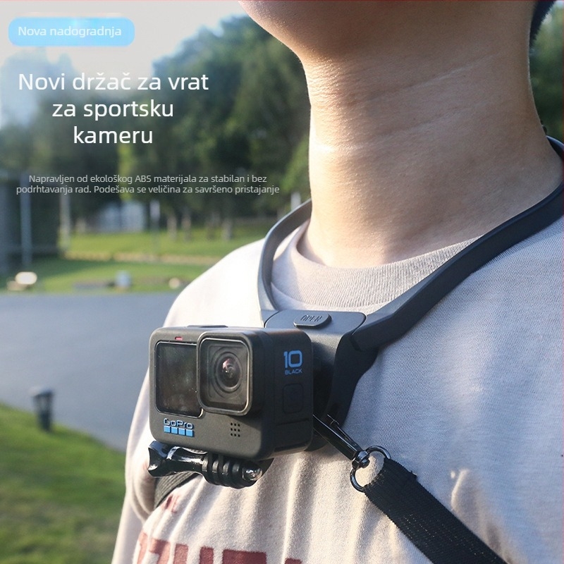 Držač za vrat za akcijsku kameru i mobitel – ABS, paket: ovratnik, klipsa za telefon, traka, vijak