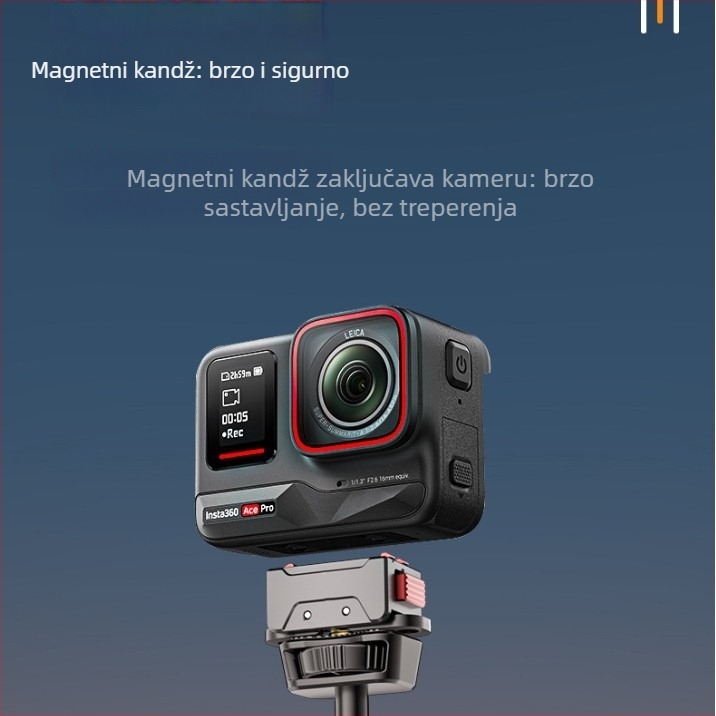 KC serija magnetska baza za Insta360 Ace/AcePro s adapterom 1/4; Materijal: tehnički plast + visoko čvrsta aluminijska legura + silikon