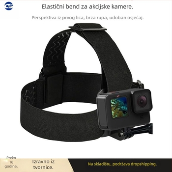 Traka za glavu za GoPro/Action kamere i Insta360, plastična konstrukcija, podržan otisak logotipa, uključuje gumenu traku za glavu