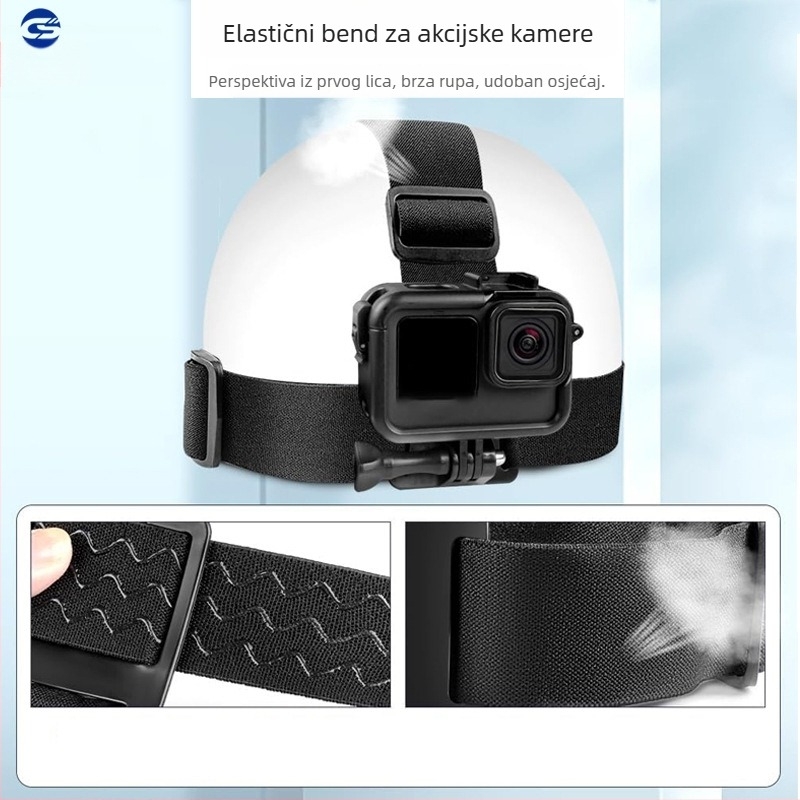 Traka za glavu za GoPro/Action kamere i Insta360, plastična konstrukcija, podržan otisak logotipa, uključuje gumenu traku za glavu
