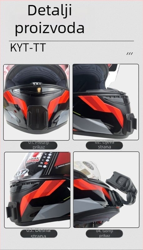 Držač brade za kacigu za GoPro i Insta360 X3 kamere — aluminijska legura; kompatibilan sa sportskim kamerama i mobitelima; TUYU KYT