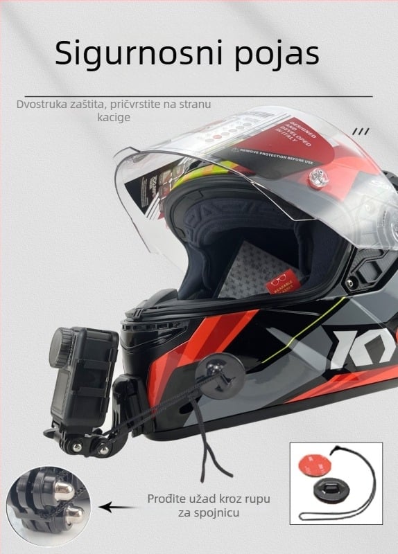 Držač brade za kacigu za GoPro i Insta360 X3 kamere — aluminijska legura; kompatibilan sa sportskim kamerama i mobitelima; TUYU KYT