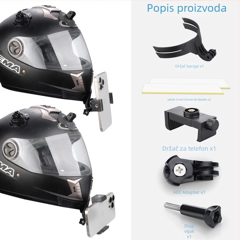 Koplo GR19 najlonski nosač brade za kacigu motocikla – kompatibilan s GoPro 13 i akcijskim kamerama, za snimanje uz pomoć mobilnog telefona