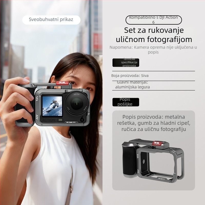 Kavez od aluminijske legure za DJI Action6 street ručicu, proširivi selfie štap, podrška otisku logotipa