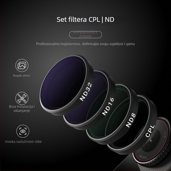 Telesin A6 set filtara za DJI Action6: CPL polarizator, ND8/16/32, VND, UV stakleni filteri